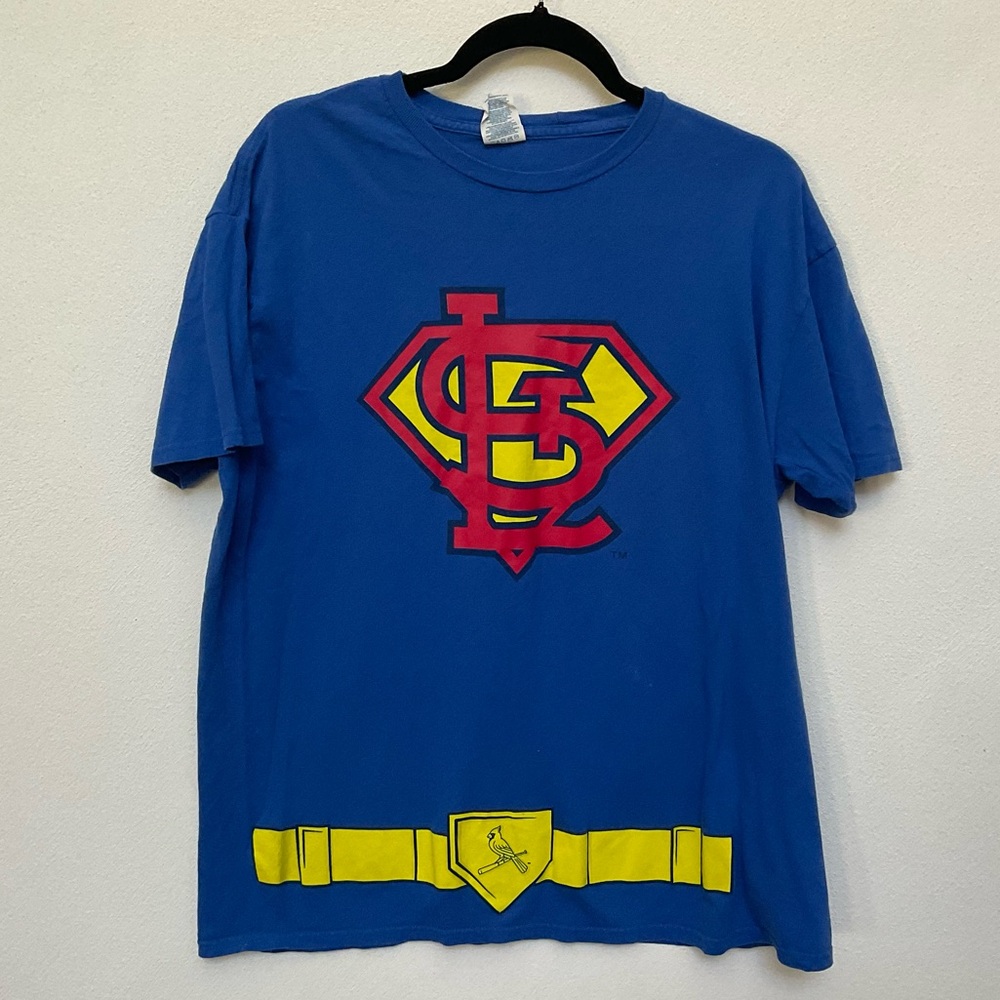 Delta Soft St. Louis Cardinals Blue, Red Superman Graphic T-Shirt Size XL Kid's